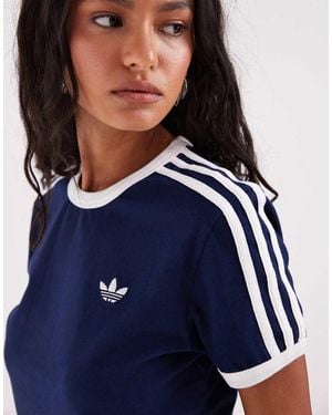 adidas Originals Slim Fit Three Stripe T-Shirt - Blue