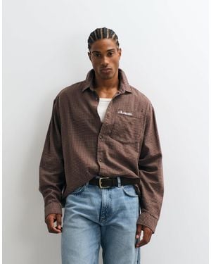 ASOS Boxy Oversized Check Shirt - Brown