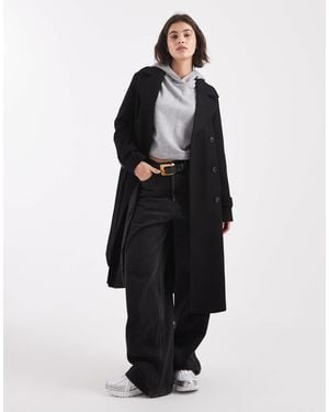 Vero Moda Double Breasted Belted Midi Coat - Black