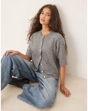 Vila Short Sleeve Knitted Cardigan - Gray
