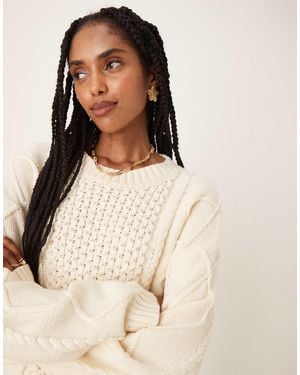 Glamorous Cable Knit Oversized Sweater - Natural
