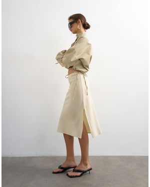 TOPSHOP Linen Rich 90s Length Skirt - White