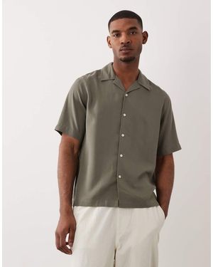 Only & Sons Camicia Comoda Grigio Chiaro Con Colletto A Rever Morbido Al Tatto - Verde