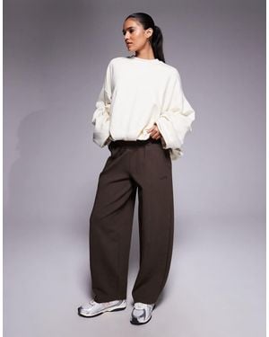 Kaiia Exclusive Cotton Rich Seam Detail Barrel Leg joggers - Brown