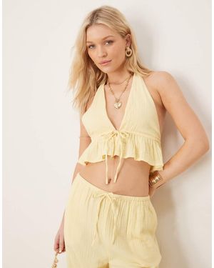 Iisla & Bird Tie Front Beach Halter Waistcoat Co-ord - Natural