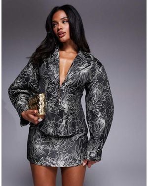 ASOS Jacquard Sculpted Blazer Co-ord - Grey