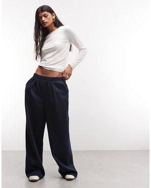 ASOS Wide Leg Joggers With Pleat - Blue