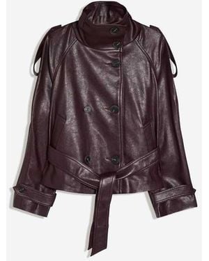Bershka Korte Trenchcoat Met Leerlook - Rood