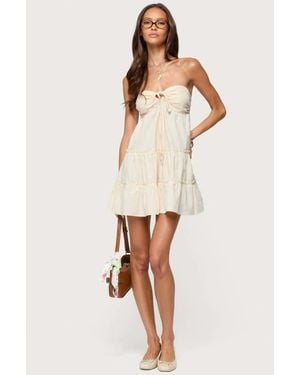Edikted Safie Strapless Tiered Mini Dress - Natural