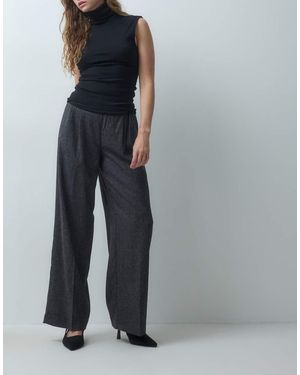Object Wide Leg Pleated Tailored Trouser - Blue