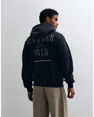 Abercrombie & Fitch Oversized Back Graphic Hoodie - Blue