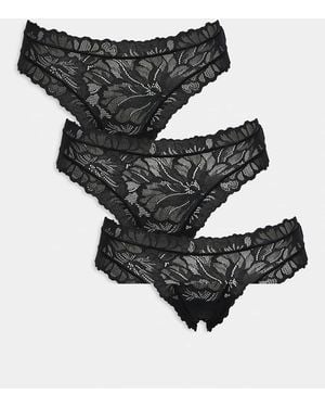 Lindex Pack De 3 Braguitas Brasileñas Negras De Encaje De - Negro