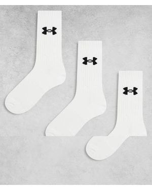 Under Armour Pack De 3 Pares De Calcetines Deportivos Blancos De Performance
