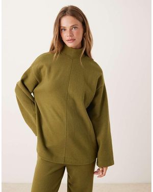 ASOS Top De Corte Alargado Con Cuello Vuelto Y Costura Delantera De Tejido Muy Suave De (Parte De Un Conjunto)-Verde
