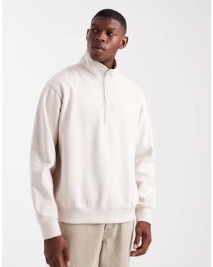 Jack & Jones Oversized 1/4 Zip Sweatshirt - White