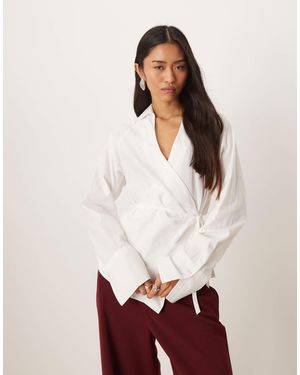 Gina Tricot Pure Cotton Wrap Blouse - White