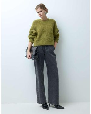 Pieces Jersey De Punto Bouclé Con Lana En Verde Musgo