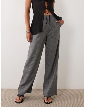 Abercrombie & Fitch Sloane Wool Blend Pleated Wide Leg Pants - Black