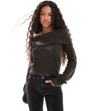 Threadbare Off Shoulder Sweater - Black