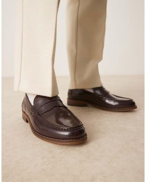 ASOS Penny Loafers Van Leer - Naturel