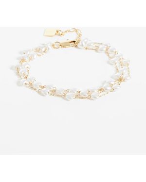 ASOS Multi-row Dainty Bracelet With Faux Pearl Chains With Hearts - White