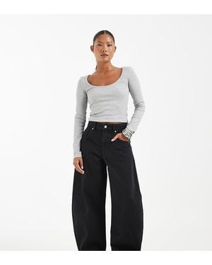 ASOS Asos Design Petite Jeans Met Hoge Taille En Barrel Leg - Wit