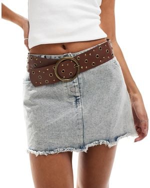 Glamorous Eyelet Chunky Belt - White