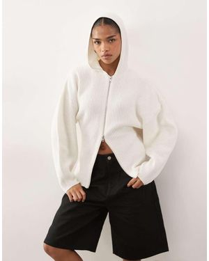 Monki Double Zip Cardigan - Natural