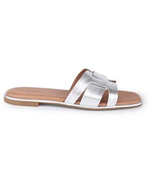 OFF THE HOOK Heath Leather Slip On Flat Sandals - White