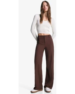 Bershka Wide-leg Tailoring Trousers - White