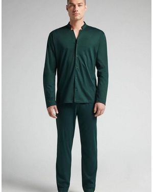 Intimissimi Full-Length Button-Up Cotton Pyjamas - Green