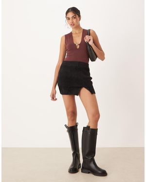 Glamorous Fluffy-Knit Mini-Skirt - Natural