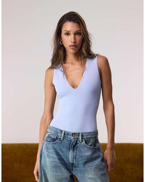 GOOD AMERICAN Sculpting Deep V Tank Bodysuit - White