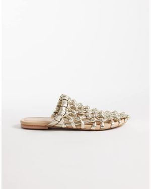 Bronx Ann-aya Woven Flat Mules - White