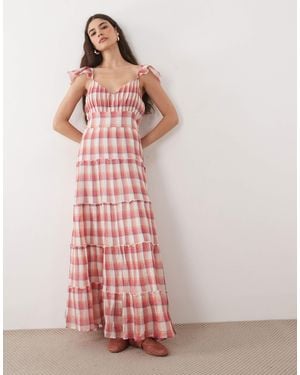 Nobody's Child Levi Cheesecloth V-neck Flutter Sleeve Tie Maxi Dress - Pink