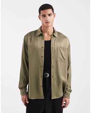 ASOS Relaxed Satin Shirt - Green