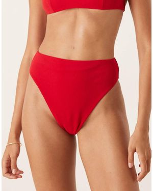 ASOS Tia Towelling High Leg High Waist Bikini Bottom - Red