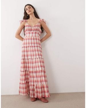 Nobody's Child Levi Cheesecloth V-neck Flutter Sleeve Tie Maxi Dress - Pink
