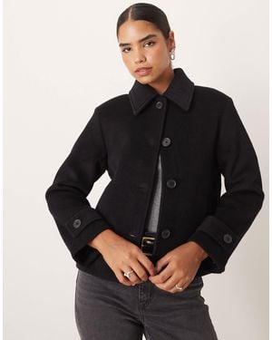 Abercrombie & Fitch Wool Blend Button Through Short Jacket - Black