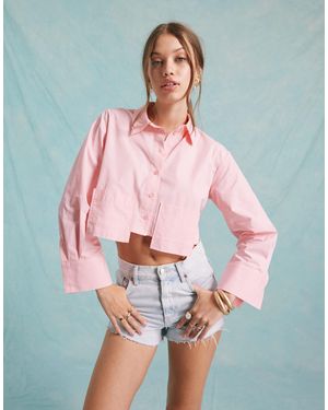 Miss Selfridge – kurz geschnittenes popeline-hemd - Rot