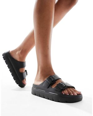 schuh Tilda Double Buckle Slides - Black