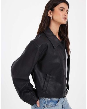 Vero Moda Faux Leather Short Work Jacket - Blue