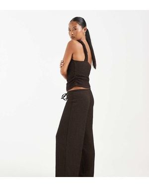 Only Petite High Waist Crinkle Textured Trousers Co-ord - White