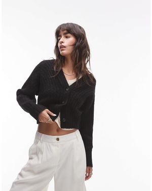 TOPSHOP Rib Crop Cardigan - Black