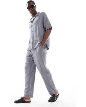 Bershka Pantalon d'ensemble texturé à enfiler - Bleu