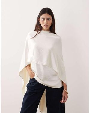 ARRANGE Satin Underlay Cape Top - White