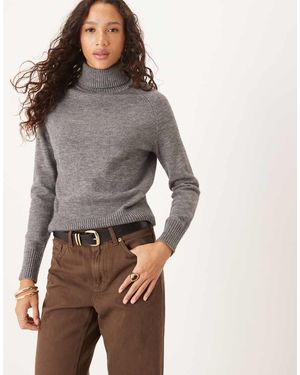 Glamorous Jersey Carbón Con Cuello Vuelto De Punto De - Gris