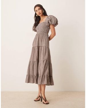 Sister Jane Pollen Gingham Midi Dress - Natural