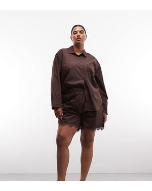 Noisy May Shorts Co-Ord Met Kanten Zoom - Bruin
