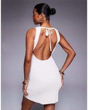 Princess Polly Fine Knit Sleeveless Low Back Mini Dress - Natural